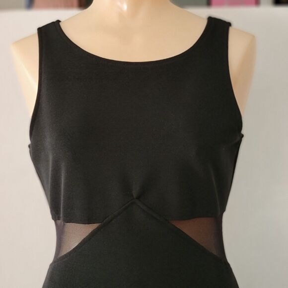 All That Jazz Black Form Fitting Party Dress w/ Sheer Waist - Size Medium - Picture 2 of 8